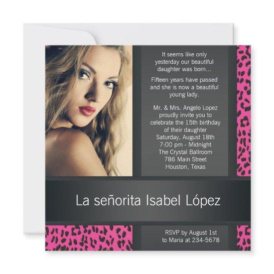 Hot Pink Leopard Personalized Photo Quinceanera