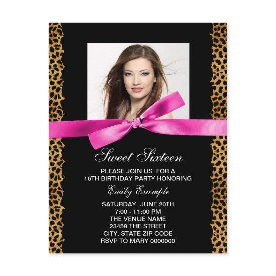 Hot Pink Leopard Photo Sweet 16 Birthday Party