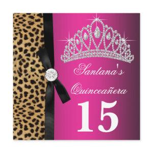 Hot Pink Leopard Quinceanera
