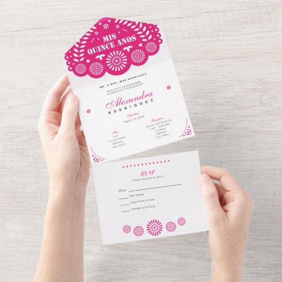 Hot Pink Papel Picado Mis Quince Años All In One