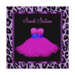 Hot Pink Purple Leopard Sweet Sixteen Birthday