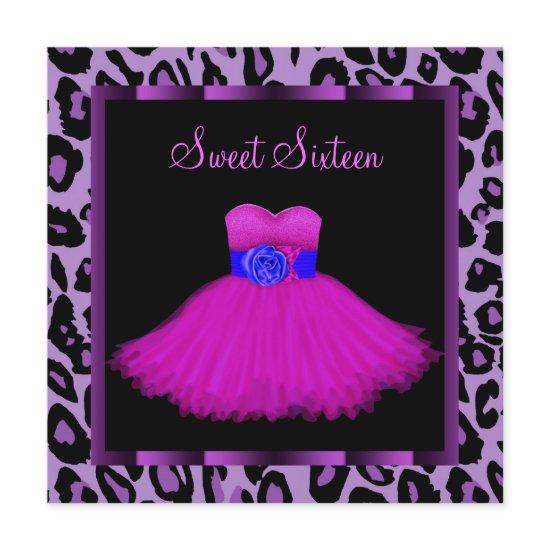 Hot Pink Purple Leopard Sweet Sixteen Birthday