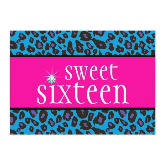 Hot Pink Purple Teal Blue Leopard Sweet Sixteen