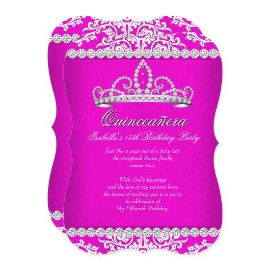 Hot Pink Quinceanera 15th Birthday Party Tiara