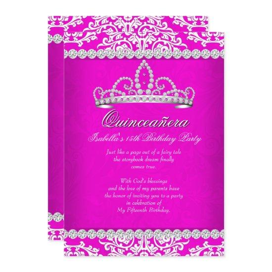 Hot Pink Quinceanera 15th Birthday Party Tiara