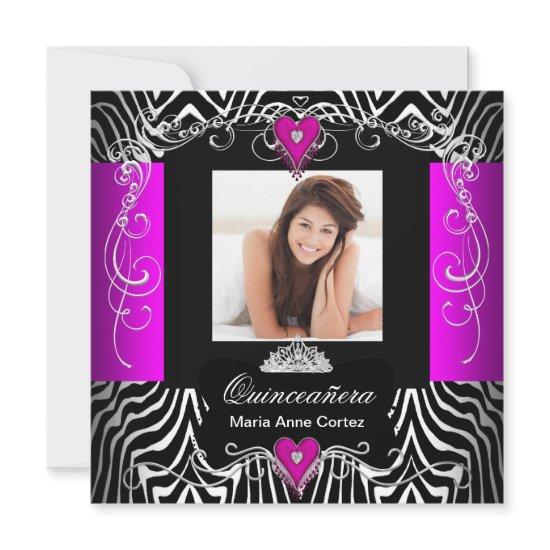 Hot Pink Quinceanera 15th Birthday Zebra Photo