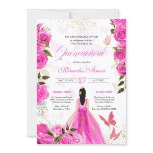 Hot Pink Roses Butterfly Mariposa Quinceanera Rose