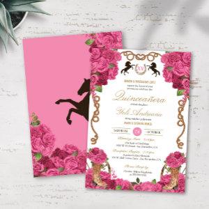 Hot Pink Roses Western Charro Quinceanera
