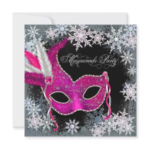 Hot Pink Snowflake Masquerade Party