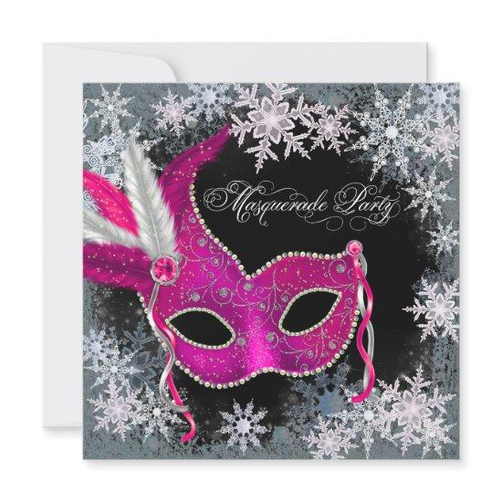 Hot Pink Snowflake Masquerade Party