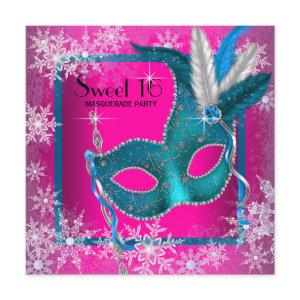 Hot Pink Snowflake Sweet 16 Masquerade Party