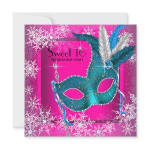 Hot Pink Snowflake Sweet 16 Masquerade Party