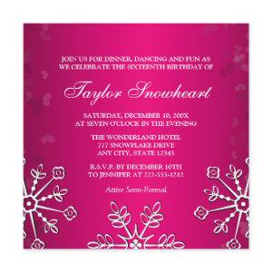 HOT PINK SNOWFLAKE SWEET SIXTEEN BIRTHDAY