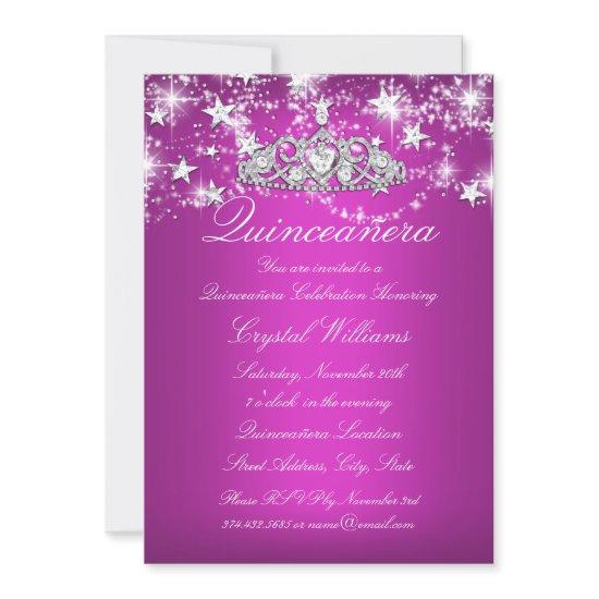 Hot Pink Sparkle Tiara Stars Quinceanera
