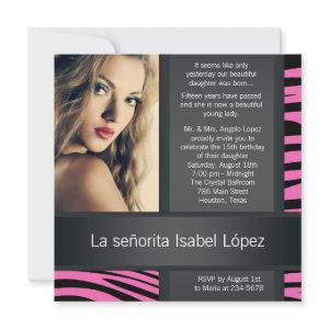 Hot Pink Zebra Photo Quinceanera