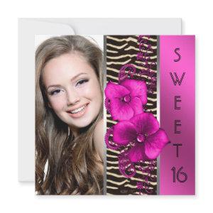 Hot Pink Zebra Photo Sweet 16 Birthday Party