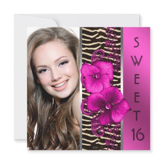Hot Pink Zebra Photo Sweet 16 Birthday Party