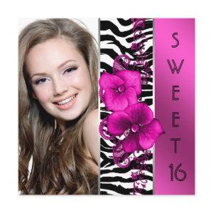 Hot Pink Zebra Photo Sweet 16 Birthday Party