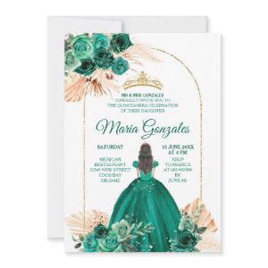 Hunter Green Pampas Grass Mexican Girl Quinceañera