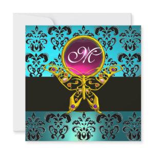 HYPER BUTTERFLY MONOGRAM,blue damask pink turquase