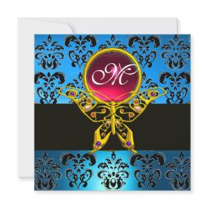 HYPER BUTTERFLY MONOGRAM,blue damask red ruby