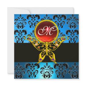 HYPER BUTTERFLY MONOGRAM,blue damask, red ruby