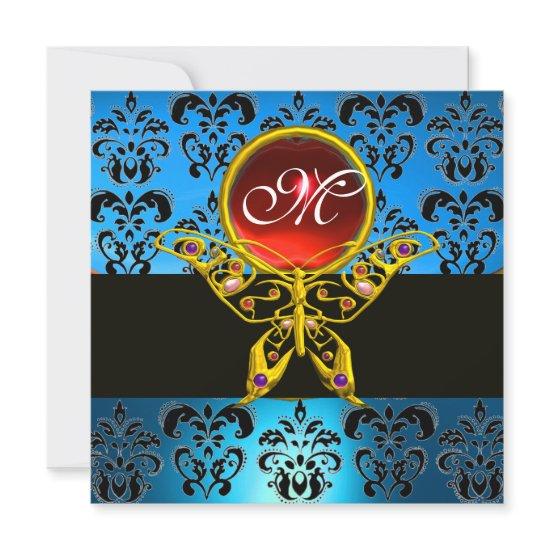 HYPER BUTTERFLY MONOGRAM,blue damask, red ruby