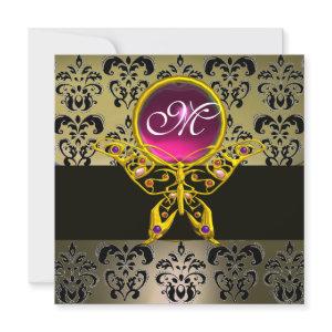 HYPER BUTTERFLY MONOGRAM,grey damask pink ruby red