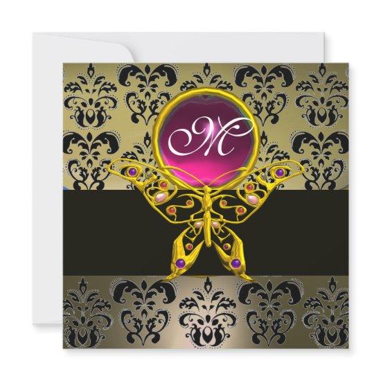 HYPER BUTTERFLY MONOGRAM,grey damask pink ruby red