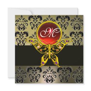 HYPER BUTTERFLY MONOGRAM,grey damask red ruby