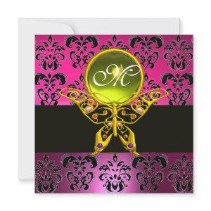 HYPER BUTTERFLY MONOGRAM,pink purple damask yellow
