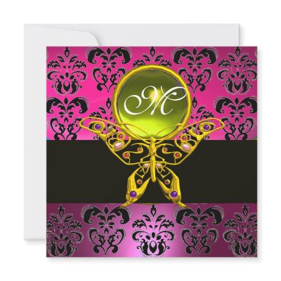 HYPER BUTTERFLY MONOGRAM,pink purple damask yellow