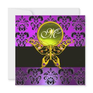 HYPER BUTTERFLY MONOGRAM,purple damask,yellow gem