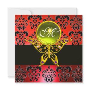 HYPER BUTTERFLY MONOGRAM,red damask, yellow gem