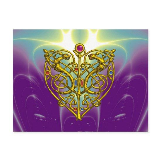 HYPER VALENTINE / Gold Celtic Heart Holiday Postcard