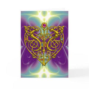 HYPER VALENTINE /Gold Celtic Knot Heart With Gems Holiday Card