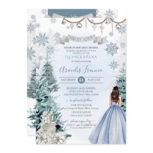 Ice Blue Christmas Holiday Winter Snow Quinceañera