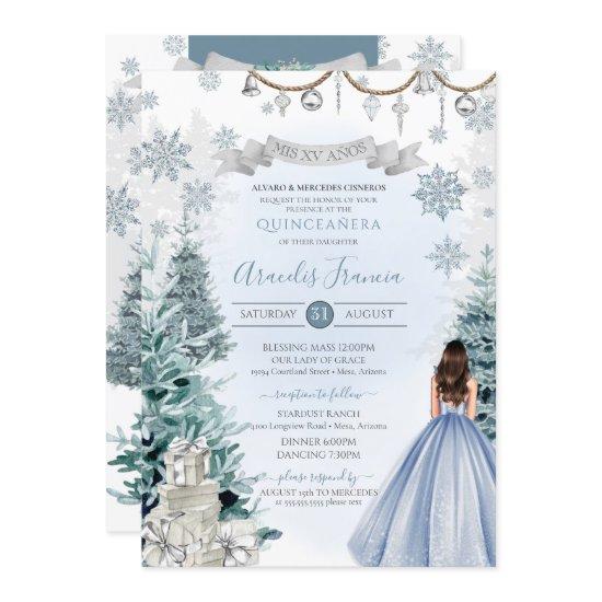 Ice Blue Christmas Holiday Winter Snow Quinceañera