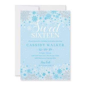 Ice Blue Snowflake Winter Wonderland Sweet Sixteen