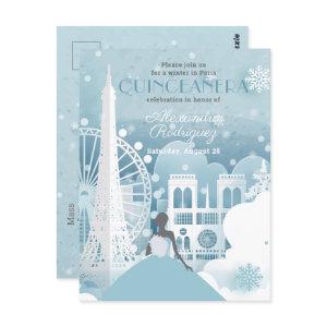 Ice Blue Winter in Paris Postcard