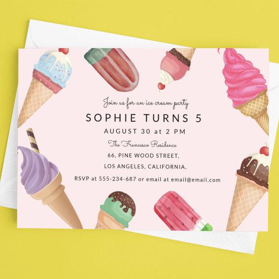 Ice Cream Birthday Pink Summer Party