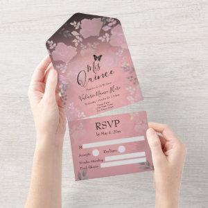 Ice Rose Pink Floral Quinceanera All In One Invita All In One