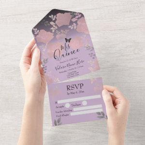 Ice Rose Pink Floral Quinceanera All In One Invita All In One