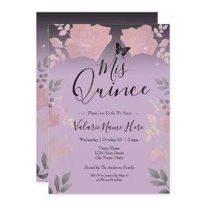 Ice Rose Pink Floral Quinceanera Purple