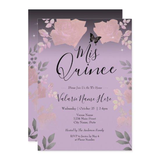 Ice Rose Pink Floral Quinceanera Purple