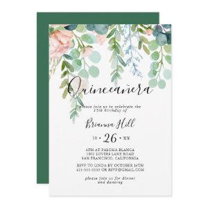Illustrated Colorful Tropical Floral Quinceañera