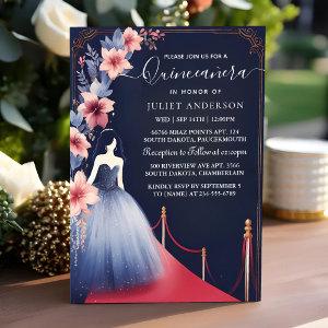 In Glam Ball Gown Spark Dark Navy Blue Quinceanera