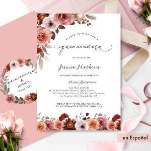 In Spanish, Fine Pink Floral Quinceañera