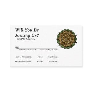 Indian Elegant Rose Gold green rsvp card