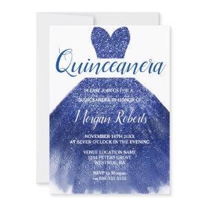 Indigo Blue Glitter Dress Quinceanera Party 15th